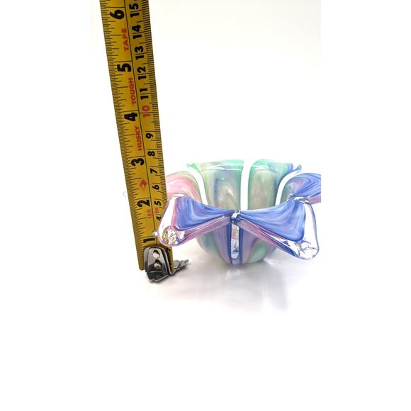 Murano Glass Multi Colored Flower Votive/Dish - 6 inch - Picture 4 of 5